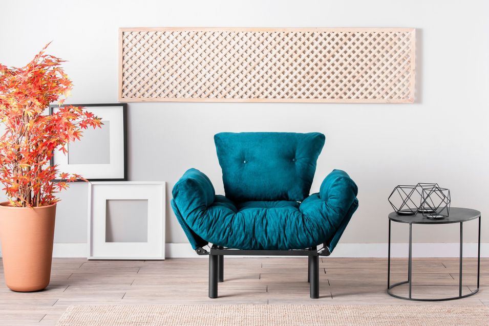 Fauteuil transformable en lit tissu vert pétrole Pliaz 95 cm - Photo n°4