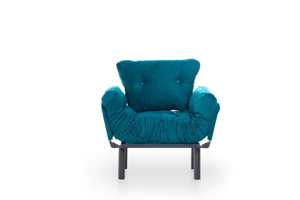 Fauteuil transformable en lit tissu vert pétrole Pliaz 95 cm - Photo n°5