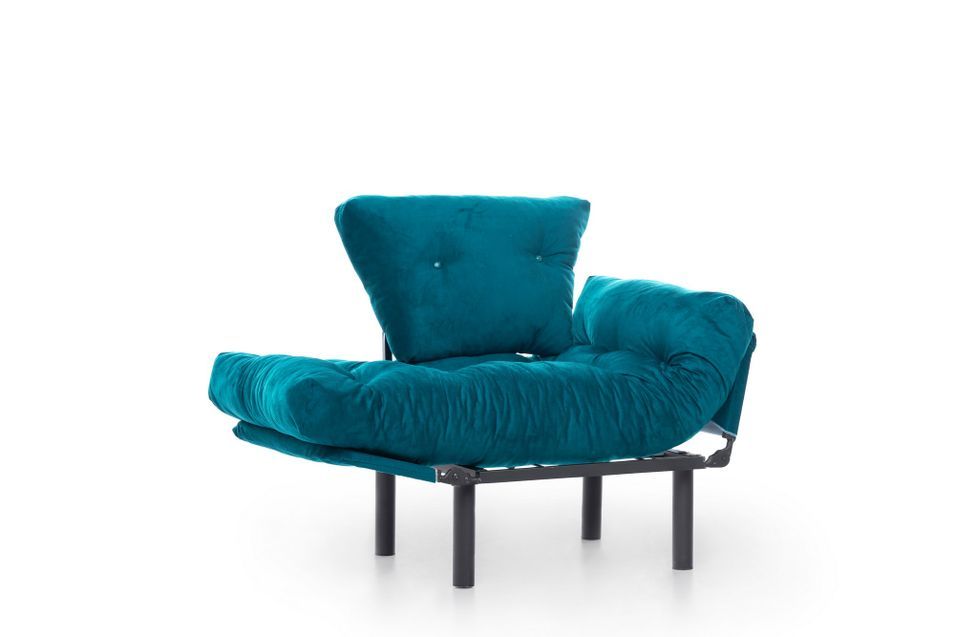 Fauteuil transformable en lit tissu vert pétrole Pliaz 95 cm - Photo n°7