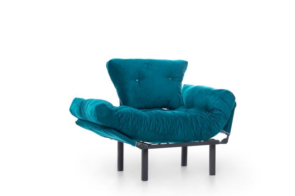 Fauteuil transformable en lit tissu vert pétrole Pliaz 95 cm - Photo n°8