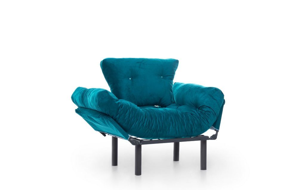 Fauteuil transformable en lit tissu vert pétrole Pliaz 95 cm - Photo n°9