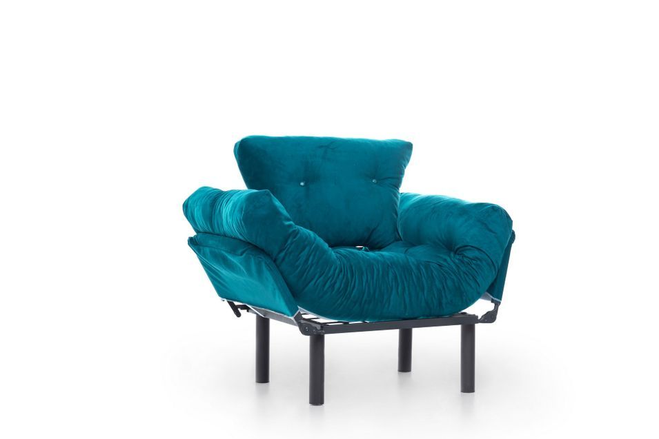 Fauteuil transformable en lit tissu vert pétrole Pliaz 95 cm - Photo n°10