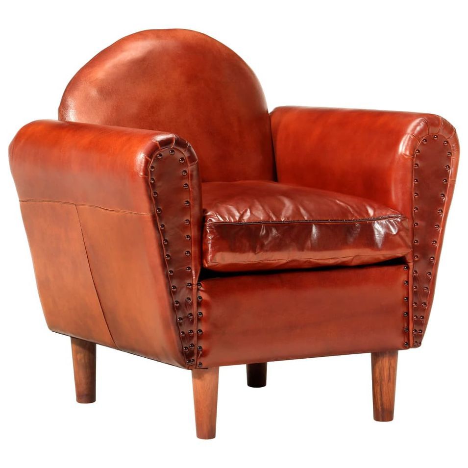 Fauteuil tube Marron 77x65x79 cm Cuir véritable - Photo n°1