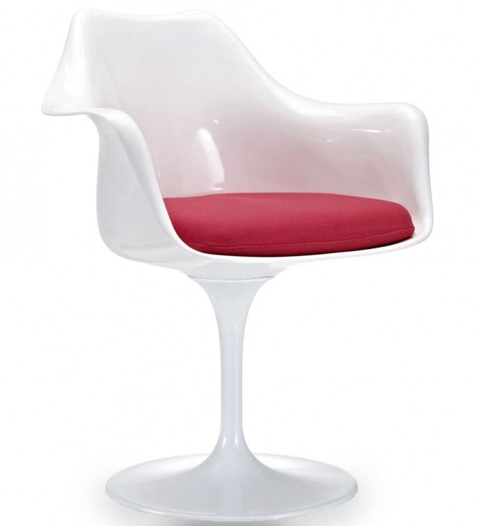 Fauteuil Tulipo pivotant blanc brillant avec coussin - Design haut de gamme - Photo n°1