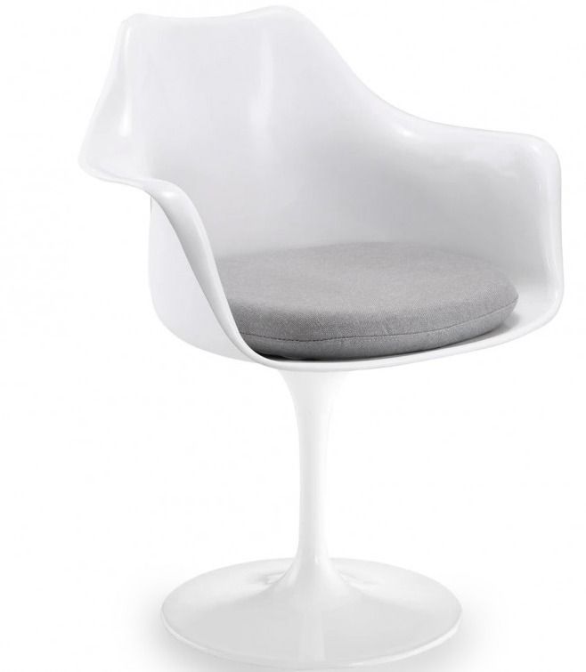 Fauteuil Tulipo pivotant blanc brillant avec coussin - Design haut de gamme - Photo n°1