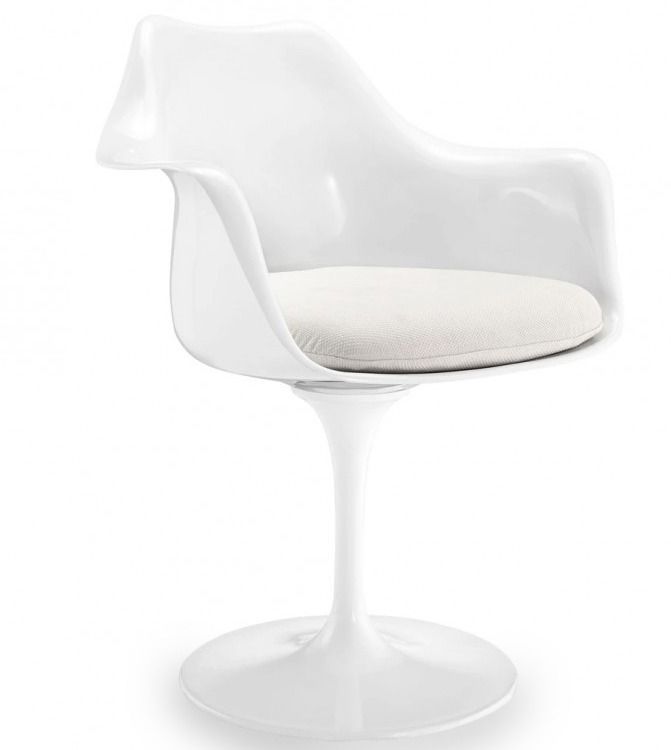 Fauteuil Tulipo pivotant blanc brillant avec coussin - Design haut de gamme - Photo n°1