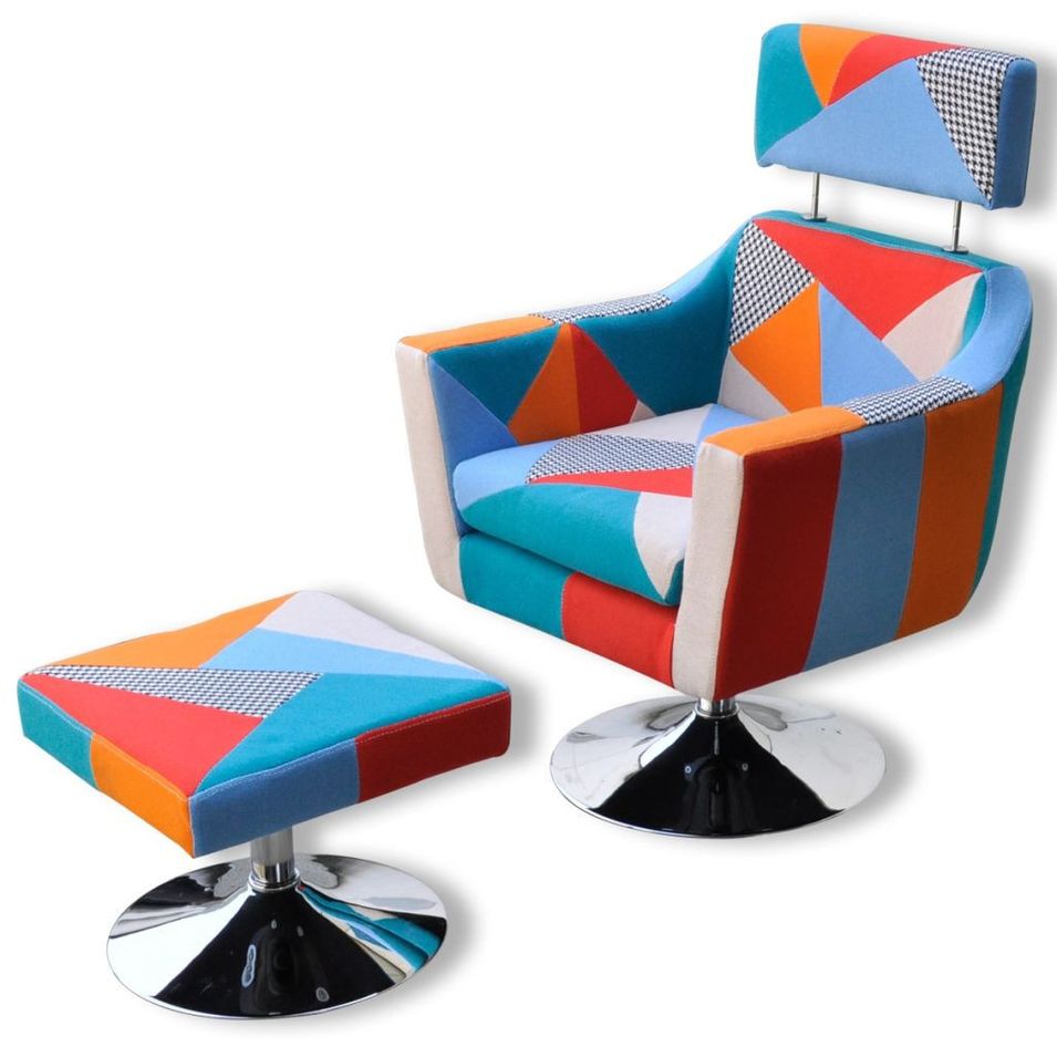 Fauteuil TV avec design de patchwork Tissu - Photo n°1
