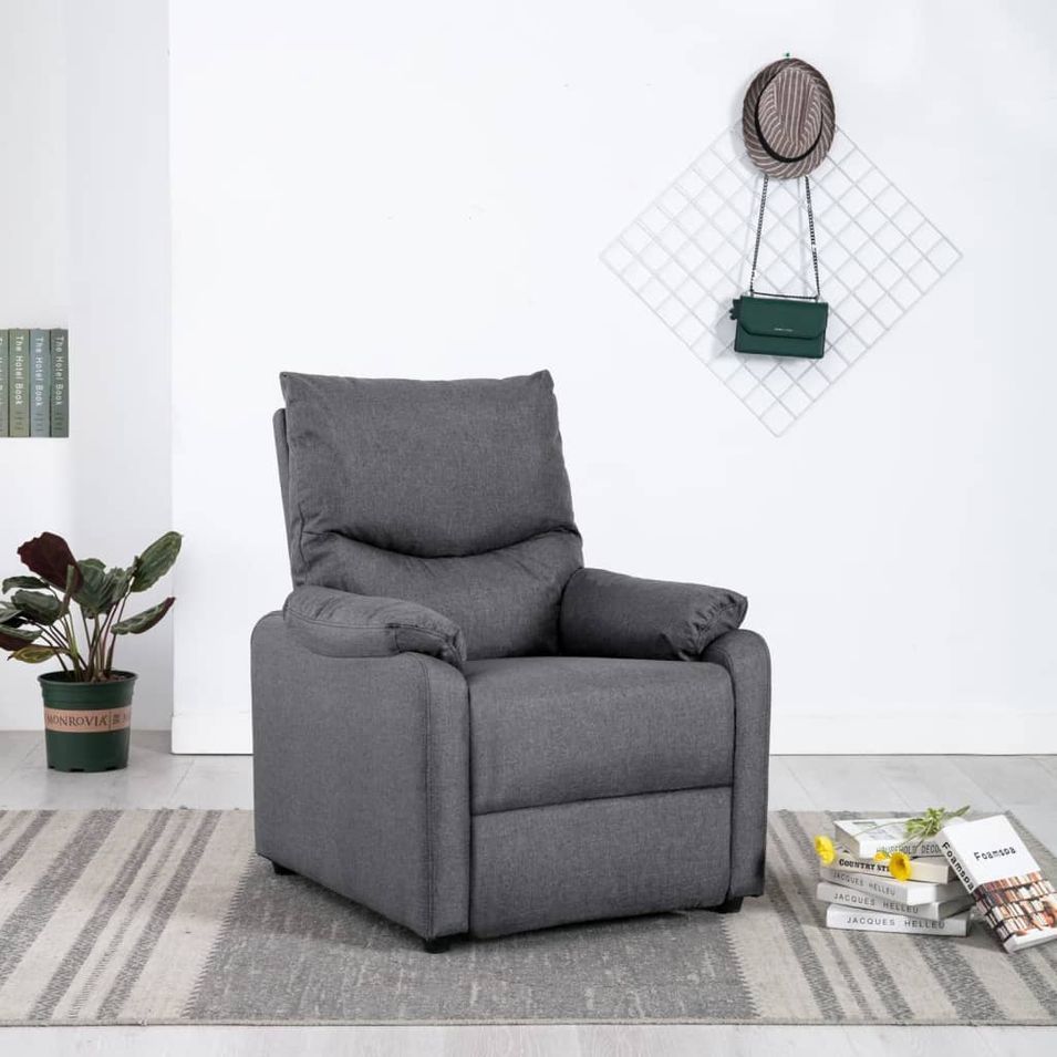Fauteuil TV inclinable électrique Gris foncé Tissu - Photo n°1