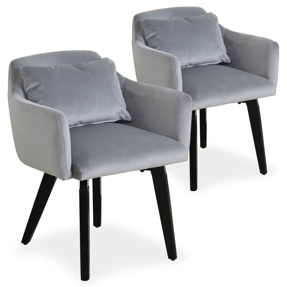 Fauteuil velours argent Gabby - Lot de 2 - Photo n°1