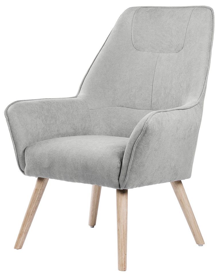 Fauteuil velours avec pieds légèrement en bois naturel Baky - Photo n°1