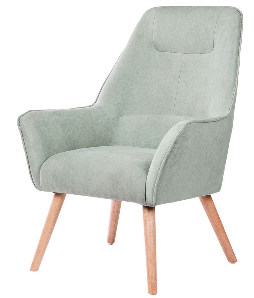Fauteuil velours avec pieds légèrement en bois naturel Baky - Photo n°1