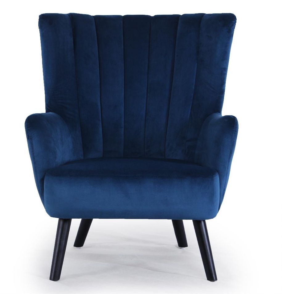 Fauteuil velours bleu Kamps - Photo n°1