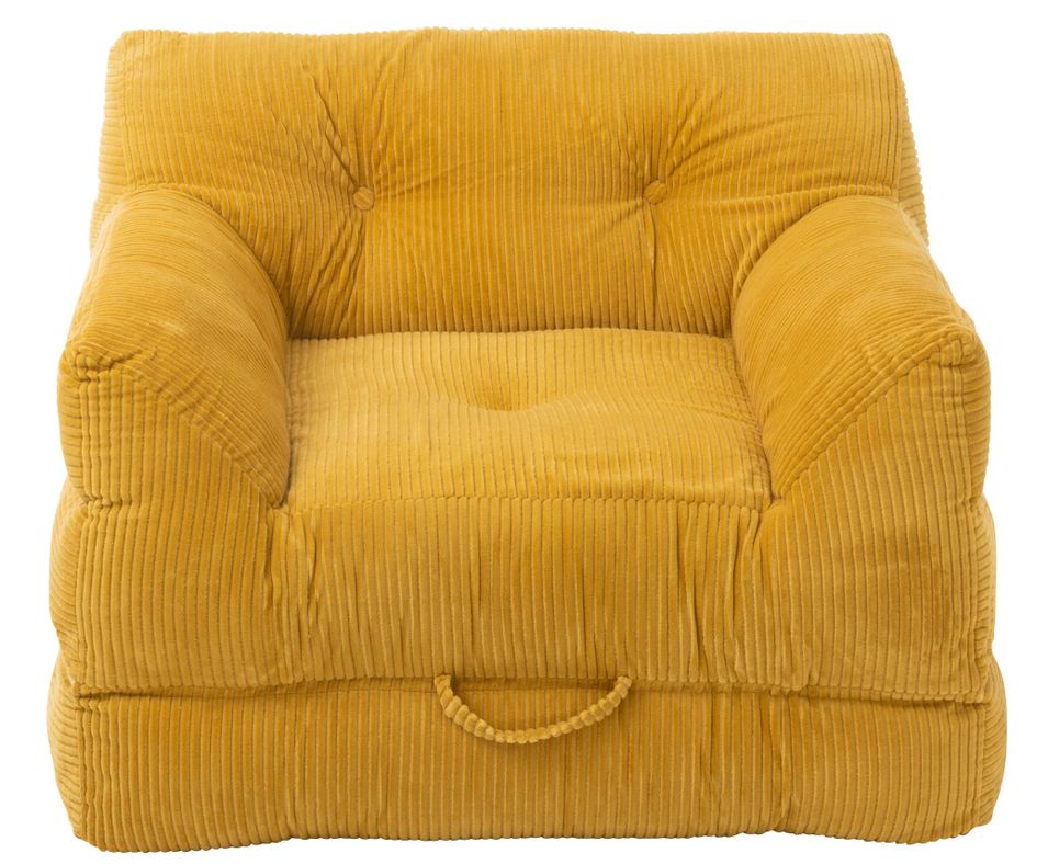 Fauteuil velours et coton ocre Lazare - Photo n°1