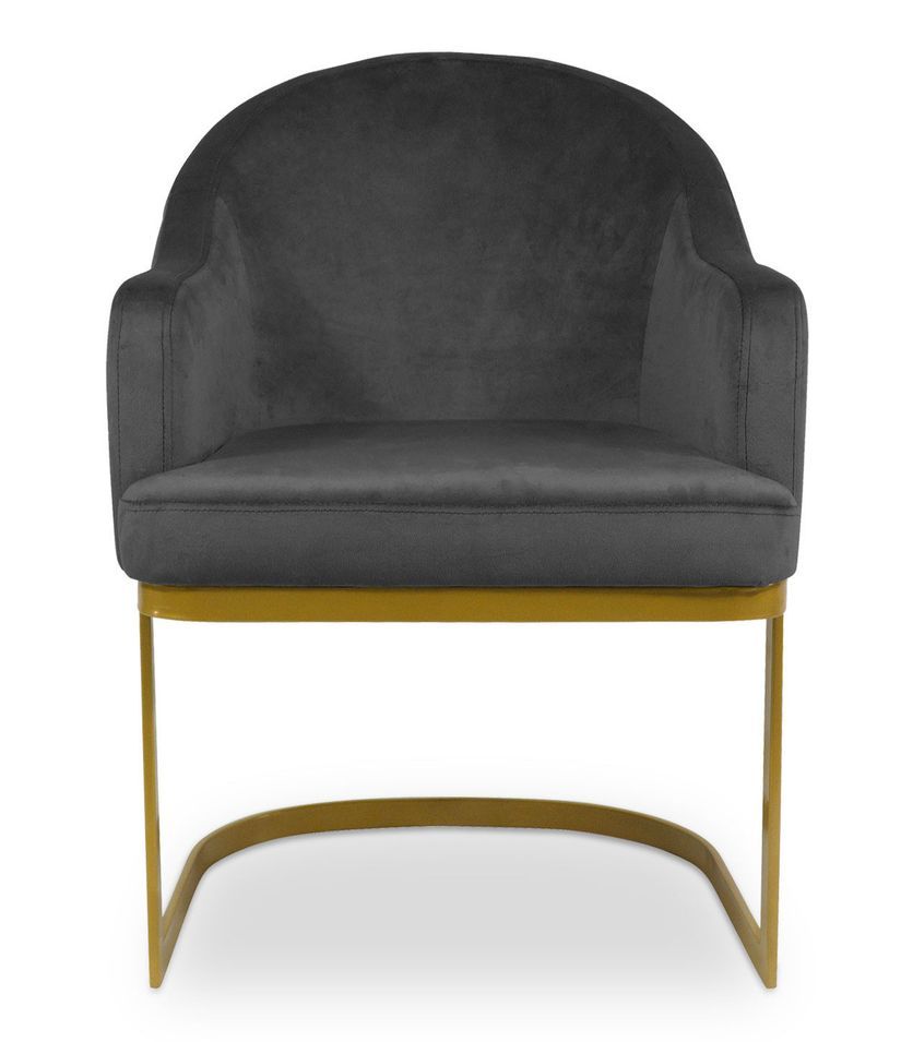 Fauteuil velours noir et pied métal doré Tserve - Photo n°1