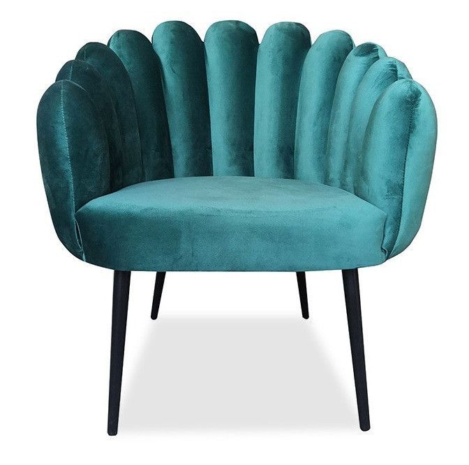 Fauteuil velours vert et pieds métal noir Tilounge - Photo n°1