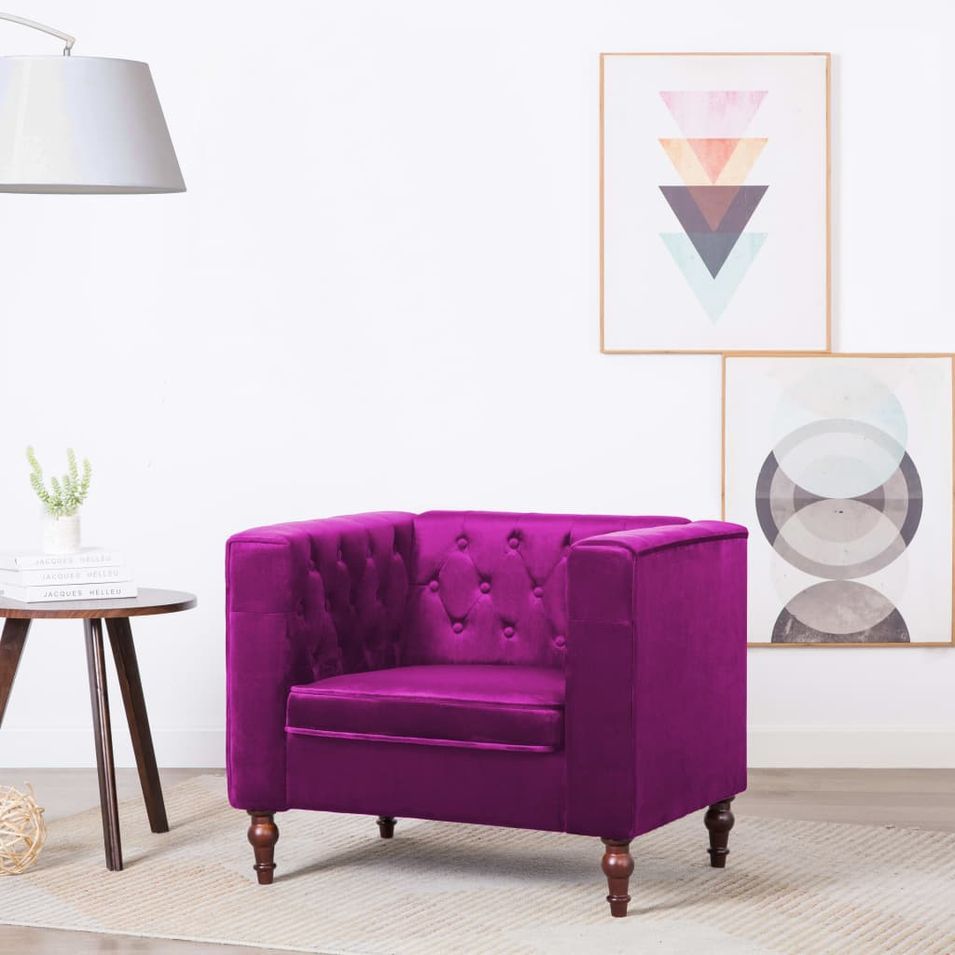 Fauteuil Violet Velours 2 - Photo n°1