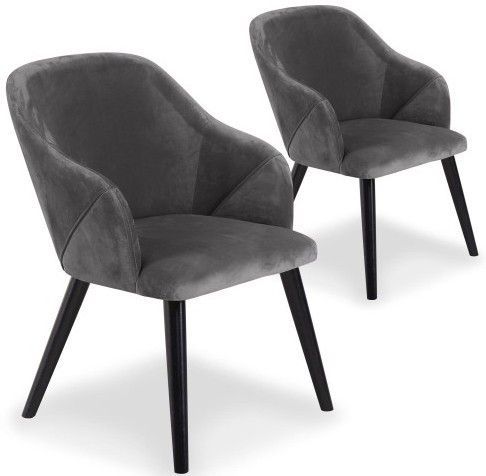 Fauteuil velours gris Roberto - Lot de 2 - Photo n°1