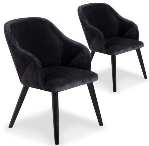 Fauteuils velours noir Roberto - Lot de 2 - Photo n°1