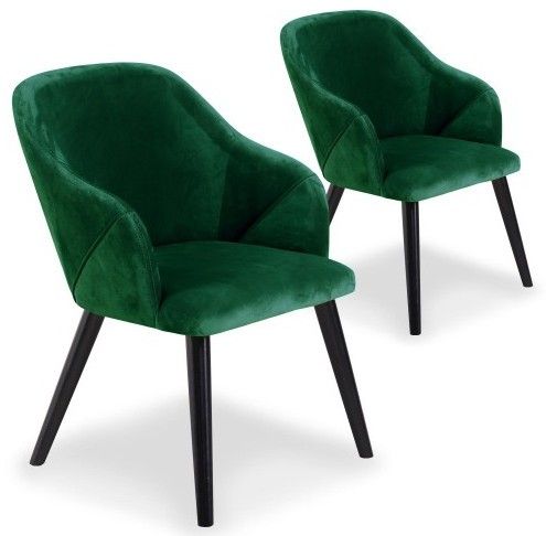 Fauteuis velours vert Roberto - Lot de 2 - Photo n°1