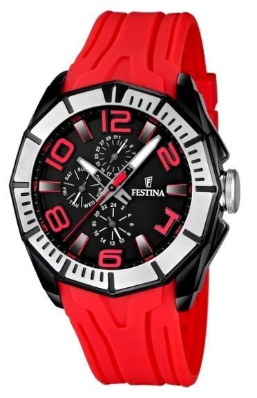 Festina F16670_7 Gent - Multifunction - Modern - Rubber Strap - Red - 10 Atm- 45.2mm - Photo n°1
