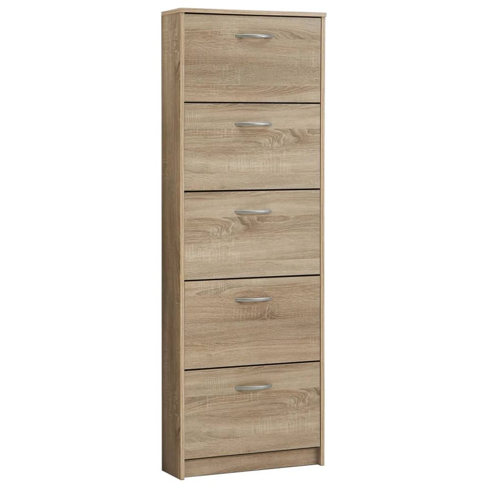 FMD Armoire à chaussures 5 compartiments inclinables Chêne 2 - Photo n°1