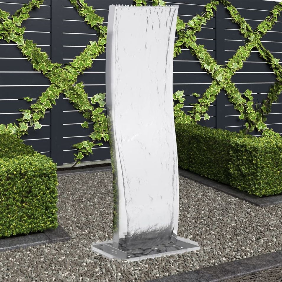 Fontaine de jardin avec pompe Acier inoxydable 130 cm Courbé - Photo n°1