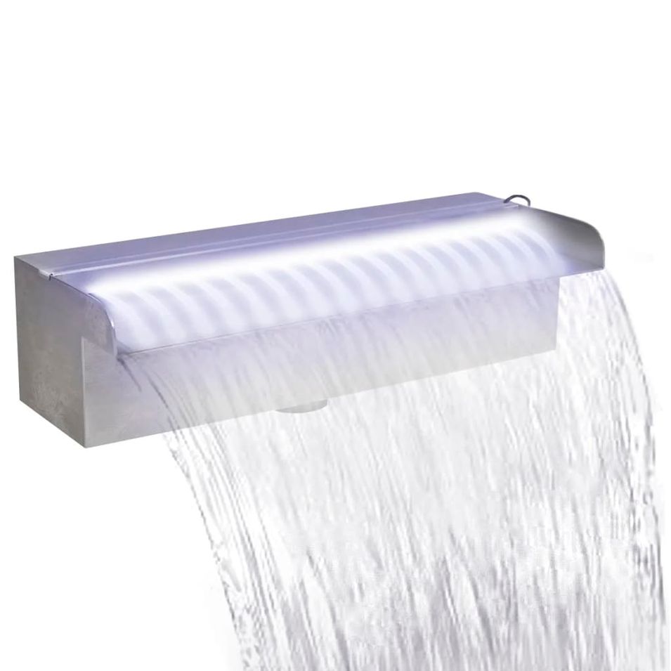 Fontaine rectangulaire de piscine avec LED Inox 30 cm - Photo n°1