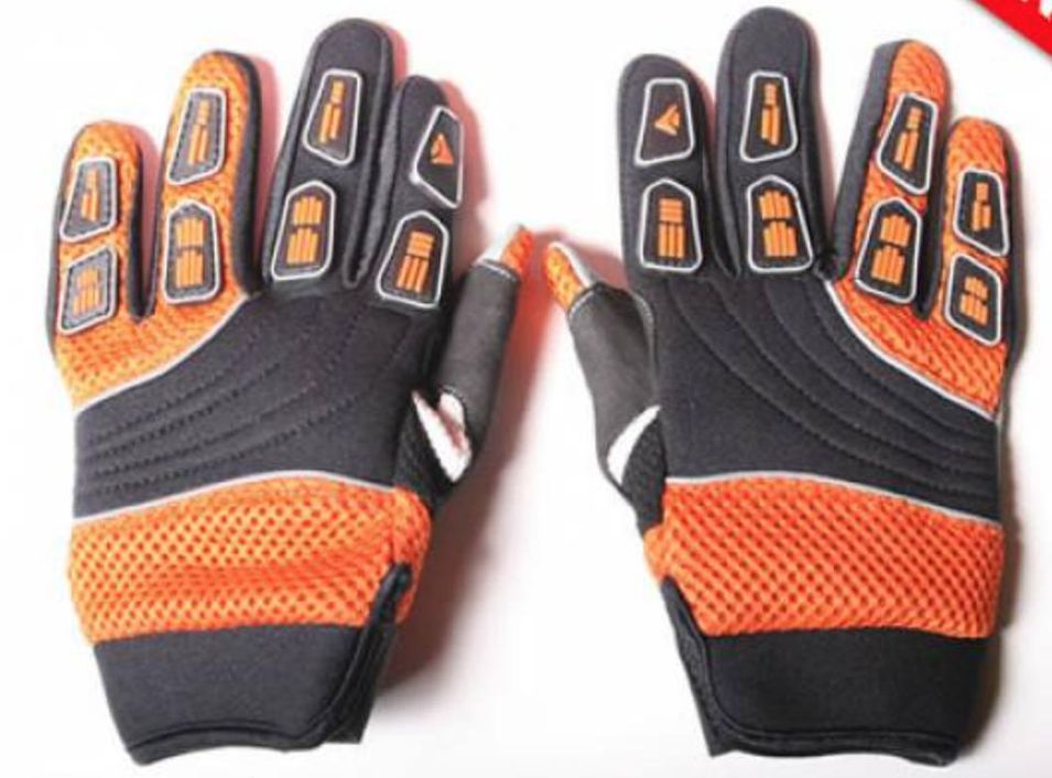Gants de cross nylon Noir et Orange - Photo n°1