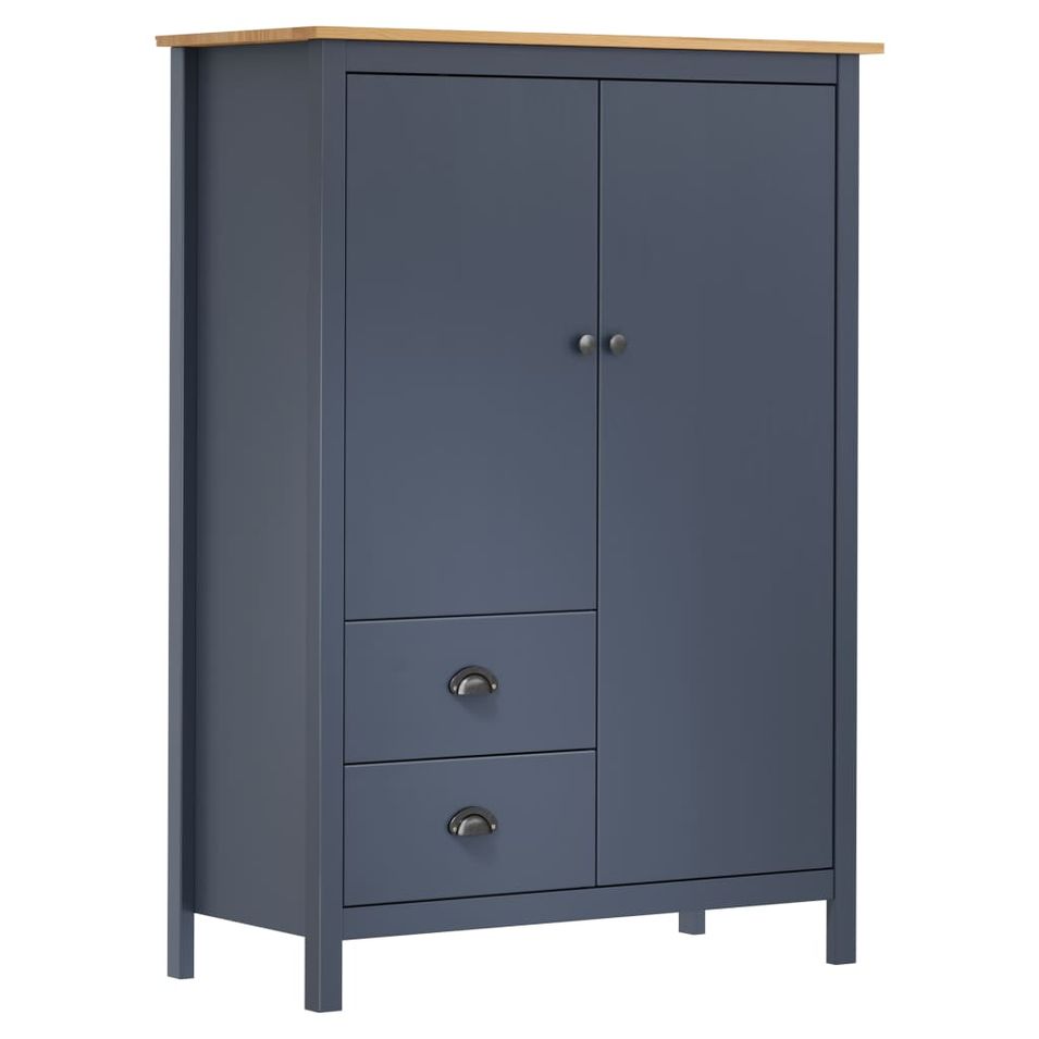 Garde-robe à 2 portes Hill Range Gris 99x45x137 cm Pin solide - Photo n°1