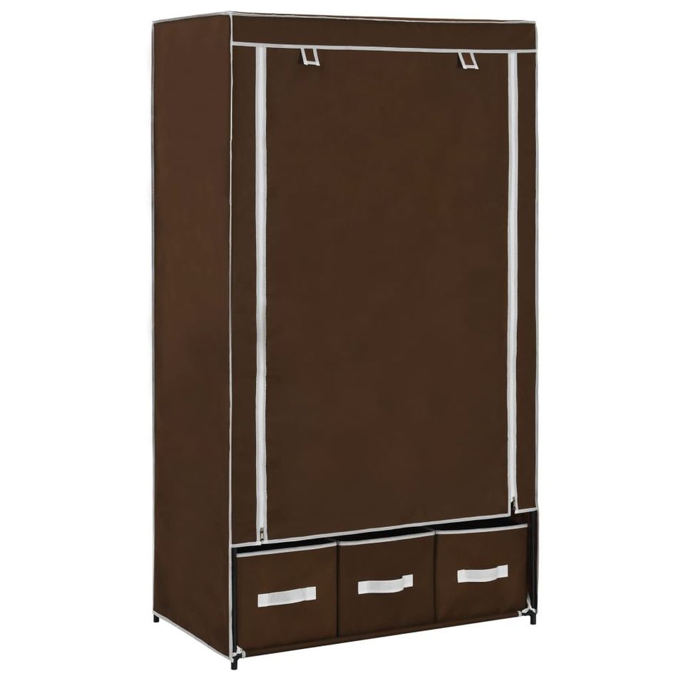 Garde-robe Marron 87x49x159 cm Tissu - Photo n°1