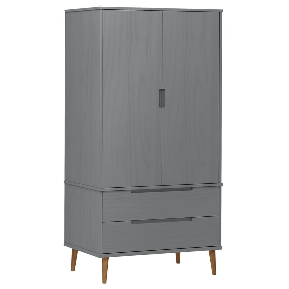 Garde-robe MOLDE Gris 90x55x175 cm Bois massif de pin - Photo n°1