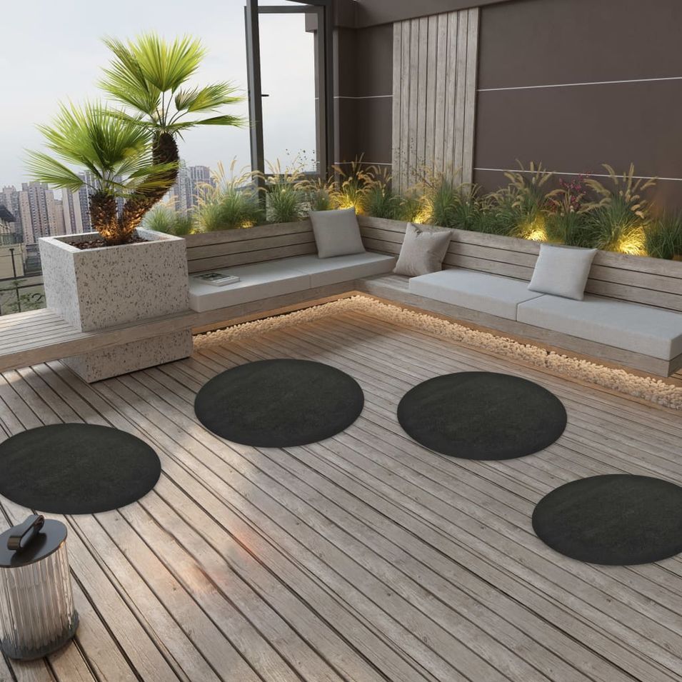 Gazon artificiel avec picots Dia.95 cm Anthracite Rond - Photo n°1