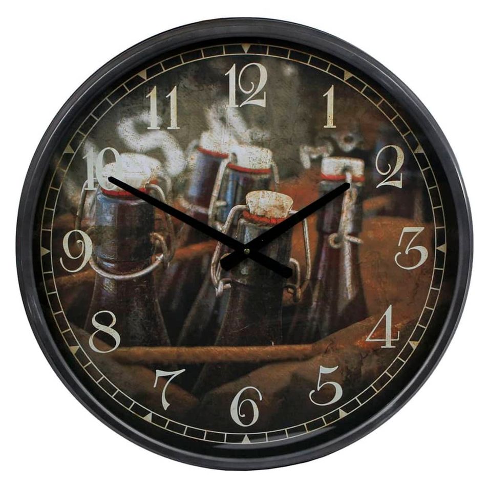 Gifts Amsterdam Horloge murale Bottles in Crate Métal Noir 51 cm - Photo n°1