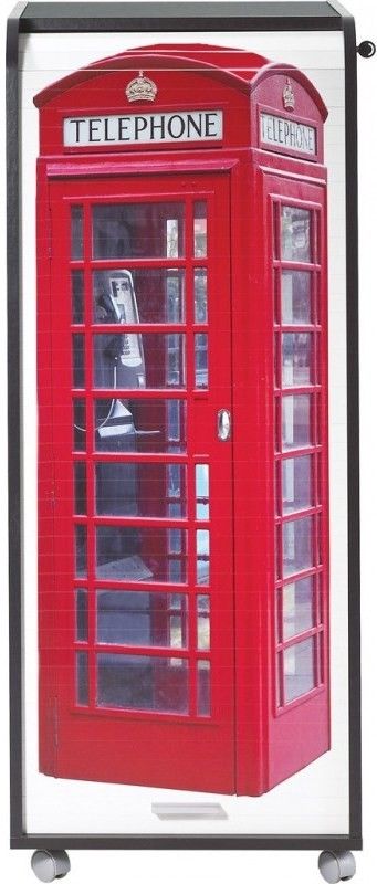 Grand caisson à rideau 3 tiroirs noir imprimé Londres Orga - Photo n°1