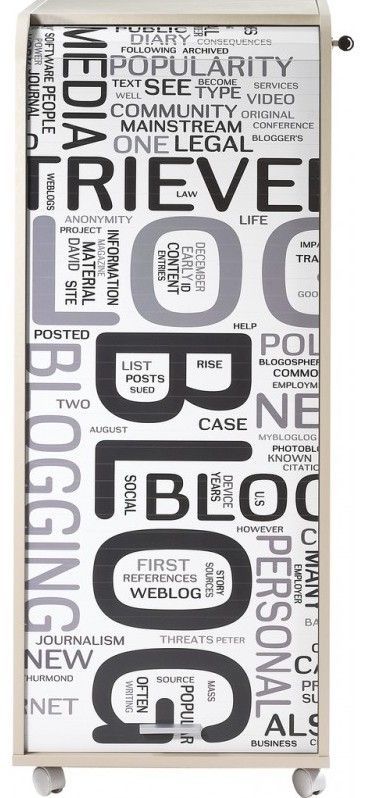 Grand caisson à rideau 3 tiroirs taupe imprimé blog Orga - Photo n°1