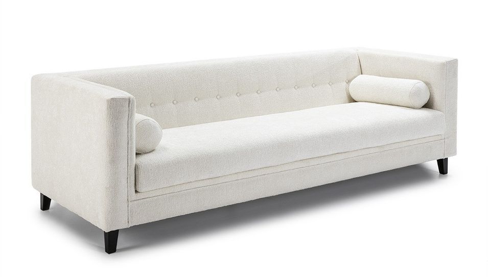 Grand canapé tissu blanc toilé 240 cm - Photo n°1