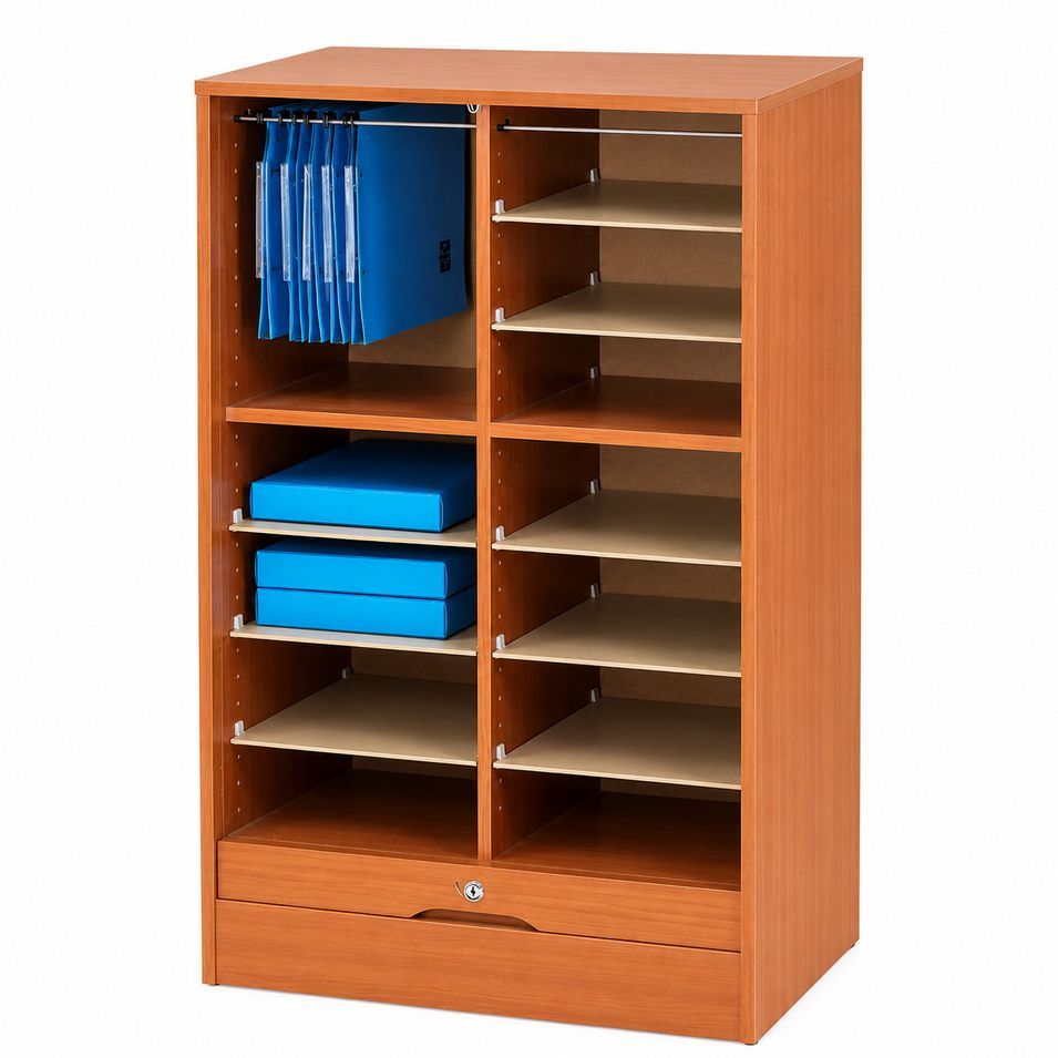 Grand classeur à rideau OFFICE 108 cm – Armoire large avec double rangement pour dossiers suspendus - Photo n°1