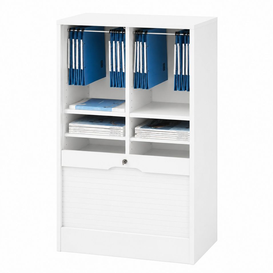 Grand classeur à rideau OFFICE 108 cm – Armoire large avec double rangement pour dossiers suspendus - Photo n°1