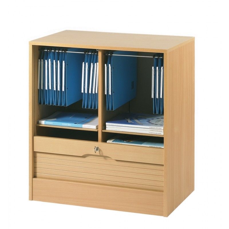 Grand classeur à rideau OFFICE 76 cm – Armoire de bureau large compacte avec dossiers suspendus - Photo n°1