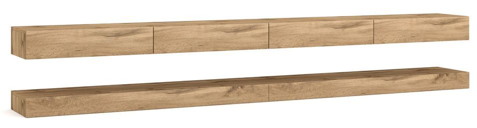 Grand meuble TV suspendu 4 tiroirs bois naturel Kapan 280 cm - Photo n°1