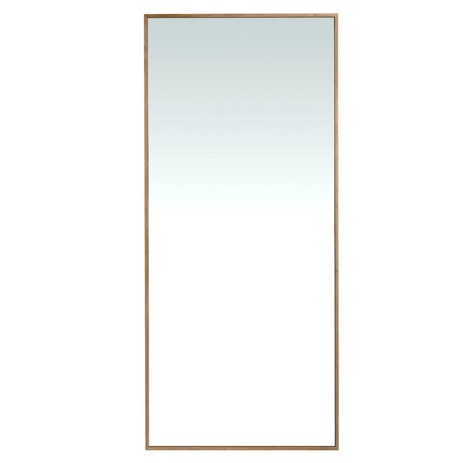 Grand miroir mural rectangulaire – Cadre bois plaqué noyer naturel – L 88 x H 200 cm - Photo n°1
