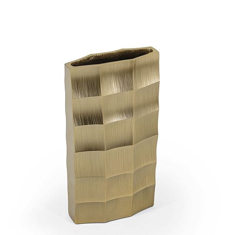 Grand vase SAUTHERNE en aluminium brossé – Finition argent ou doré - Photo n°1