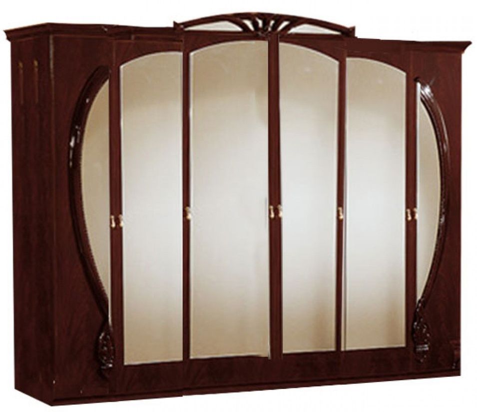Grande armoire de chambre 6 portes battantes bois brillant acajou Gilda - Photo n°1