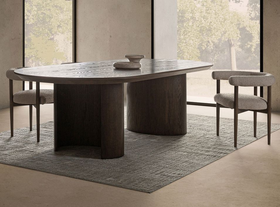 Grande table à manger en bois de chêne marron TINAK 270 cm – Élégance et sobriété - Photo n°1