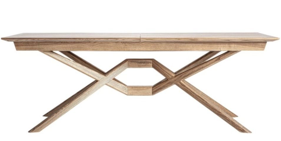 Grande table à manger extensible en bois de frêne clair RIBOZ 220/320 cm - Photo n°1