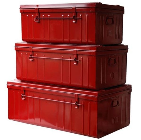 Grandes malles acier rouge Dax - Lot de 3 - Photo n°1