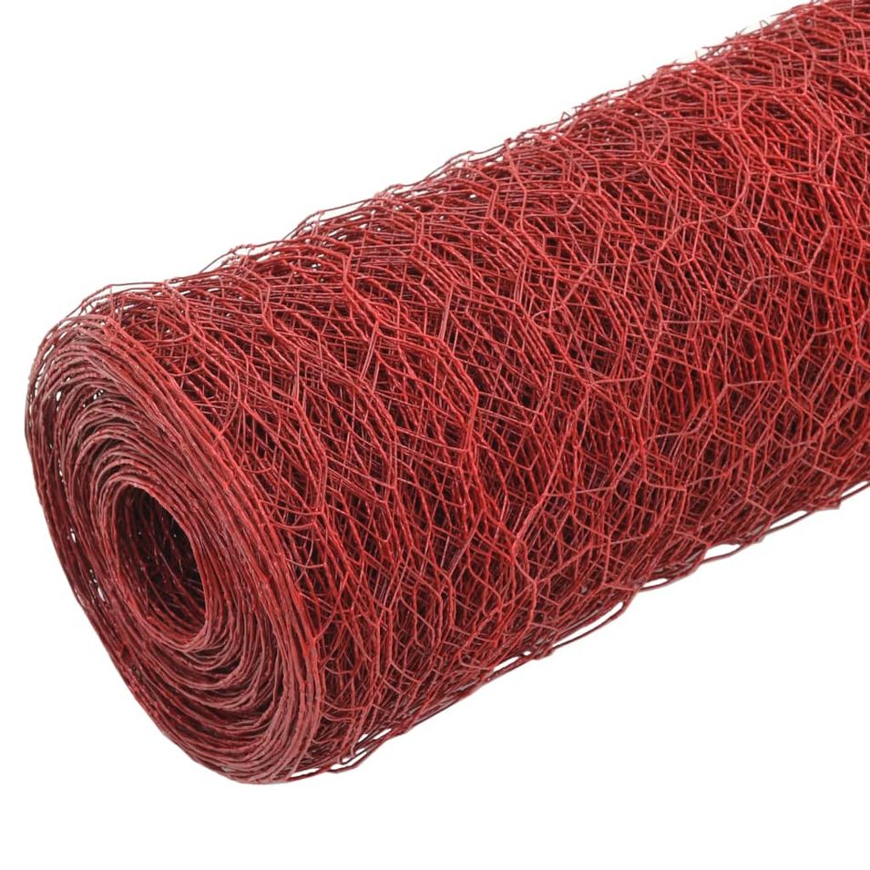 Grillage Acier avec revêtement en PVC 25x1,5 m Rouge - Photo n°1