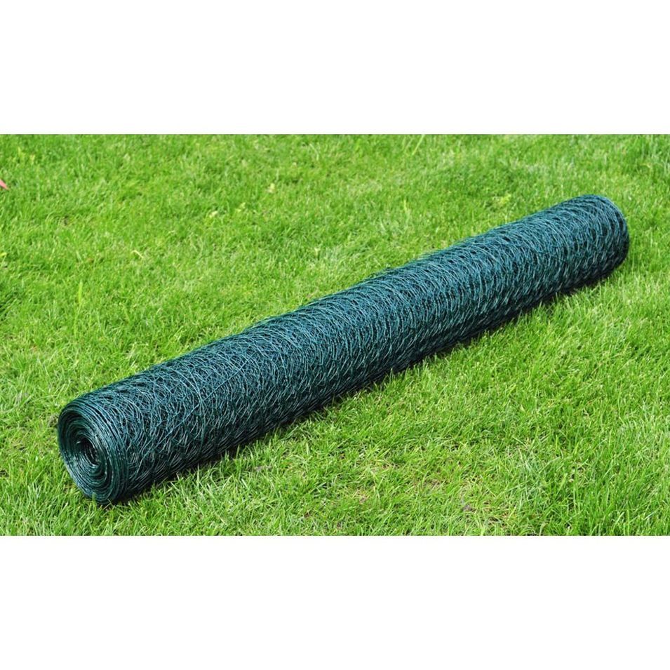 Grillage Acier galvanisé et revêtement en PVC 25x0,5 m Vert - Photo n°1