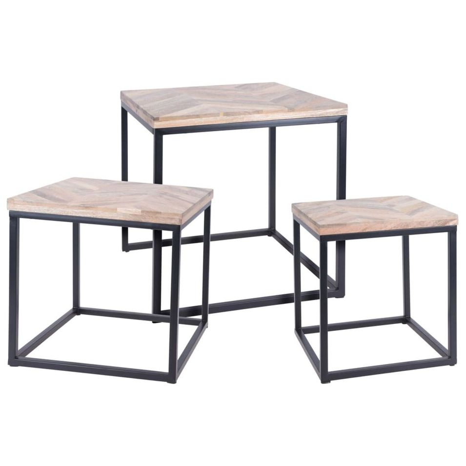 H&S Collection Ensemble de tables d'appoint 3 pcs Teck - Photo n°1