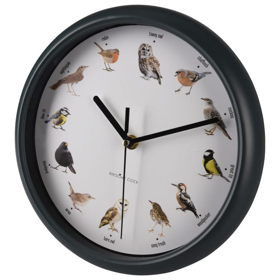 H&S Collection Horloge murale avec sons d'oiseaux 25 cm - Photo n°1